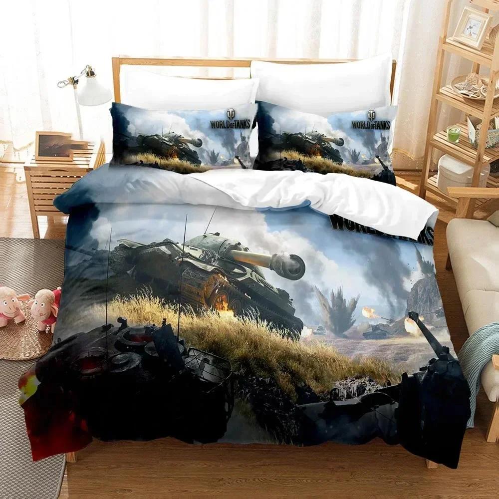 3D Printed World of Tanks Bedding Set Duvet Cover Sheet Printed Bed Set Pillowcase Bed Full Queen King Size Comforter Bedroom