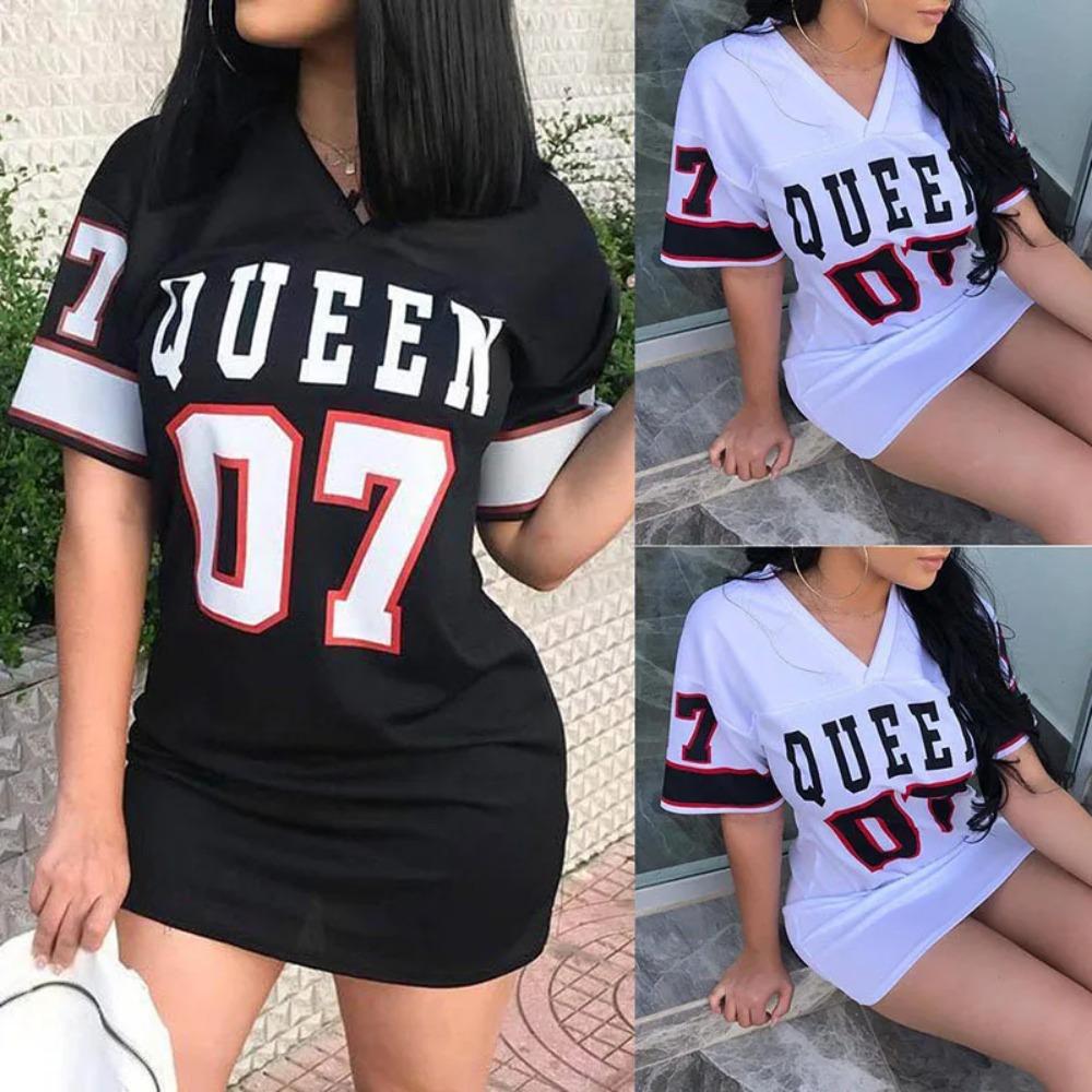 European and American Summer Letter Printing 07 Mid-length T-shirt