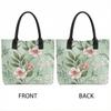  Floral Printed Tote Bag Large Capacity Canvas Shoulder Bag for Daily Use