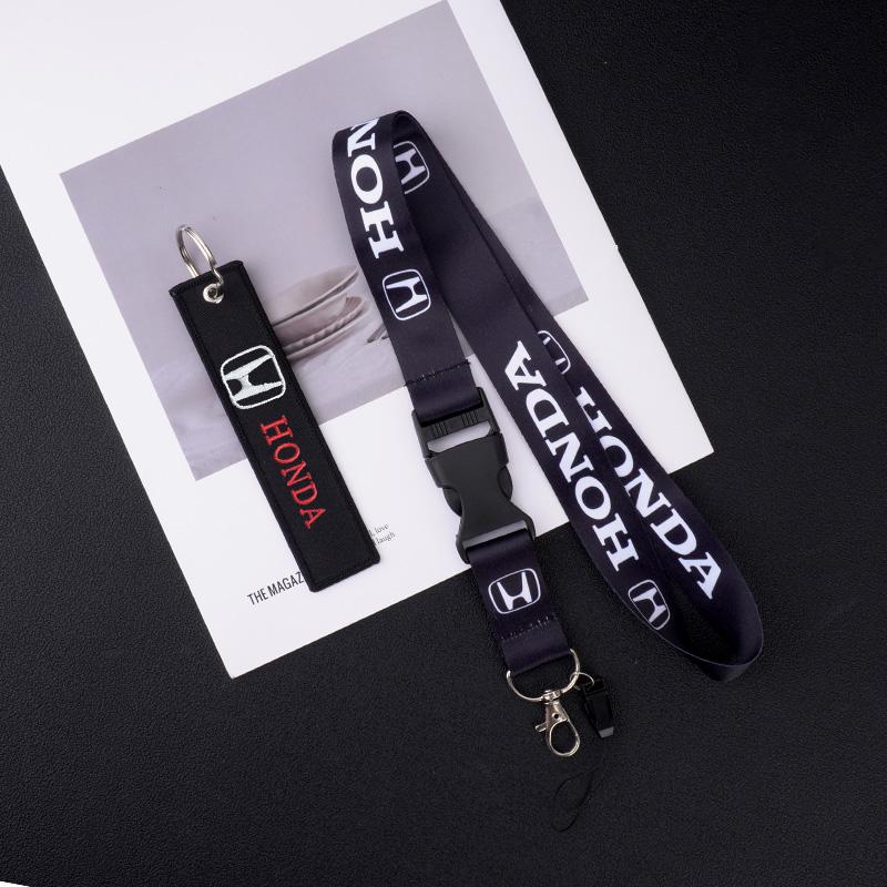 Car Emblem Lanyard Nylon Neck Halter Work Card Hanging Rope Keychain For Honda CRV Civic Accord Odyssey HRV Stepwgn Insight City RG0