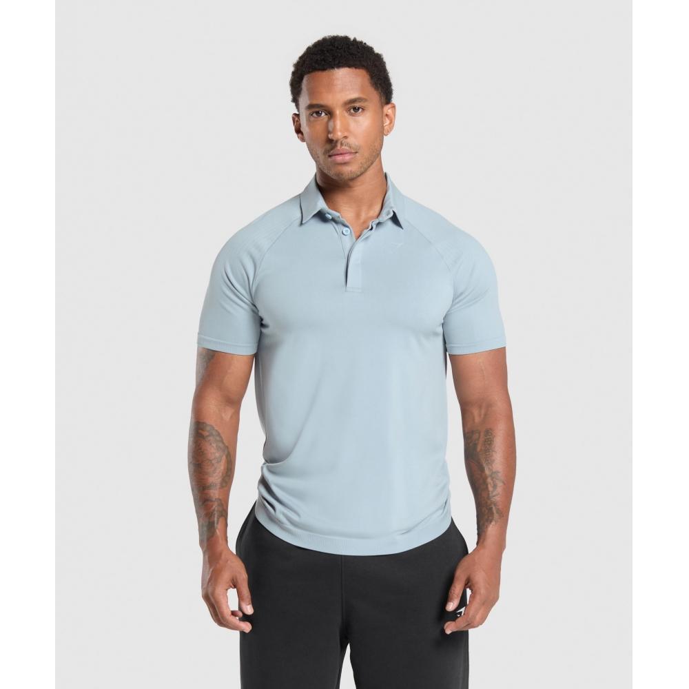 

Бесшовная рубашка поло Gymshark Salt Blue A1b1m Ub9r XS