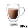 Double Wall Glass Coffee Mugs Milk Mug with Handle Cappuccino Latte Hot Drink Classic Coffee Glass Set Heat Cold Resistant Glass