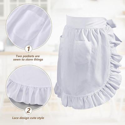 Frau Halbe Taille Kochen Küche Schürze Kurze Lolita Maid Sexy Spitze Schwarz Weiß Lätzchen Schönheit Blume Café Pinafore Hause Arbeit