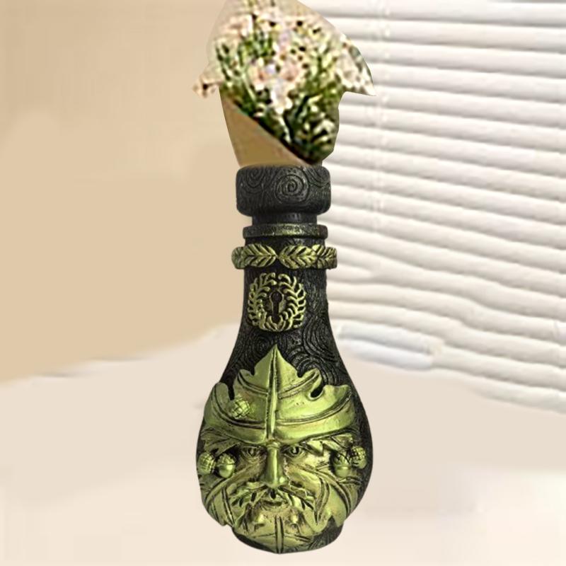 

Ведьмина бутылка Небесная декоративная лунная банка для зелья Готическая декоративная скульптура ведьмы Украшение для дома зелёный