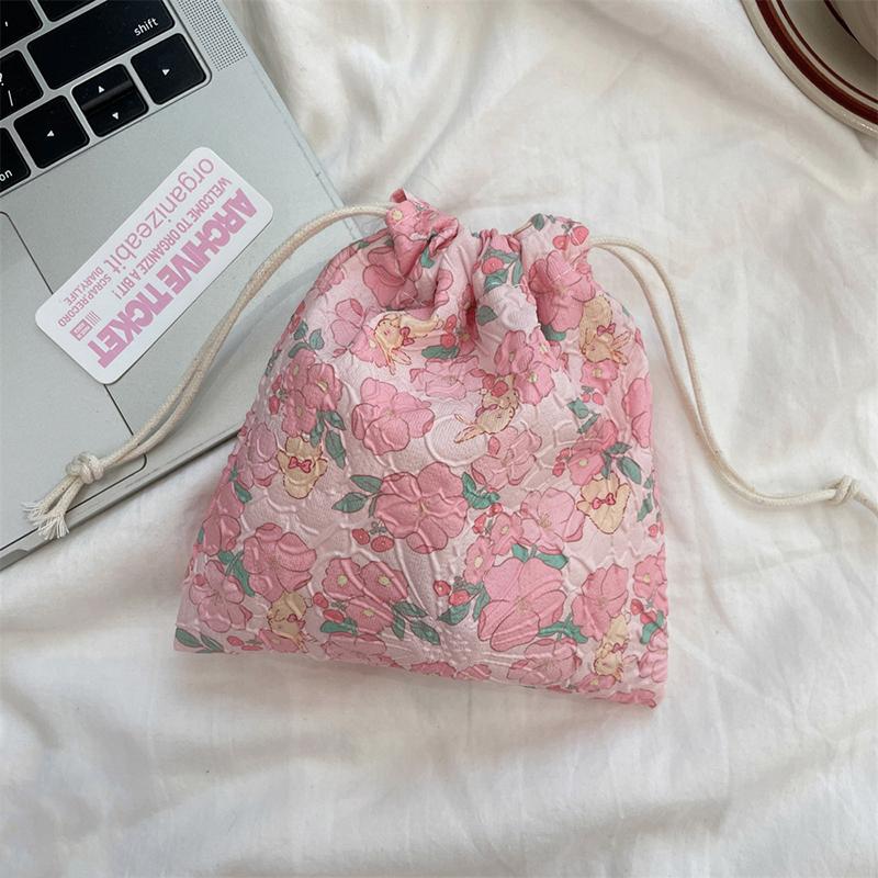 1 stk Koreansk Søt Liten Myntpung Nøkkel Øretelefon Snøring Oppbevaringspose Jenter Smykker Leppestift Kosmetikk Taupose Snøreposer