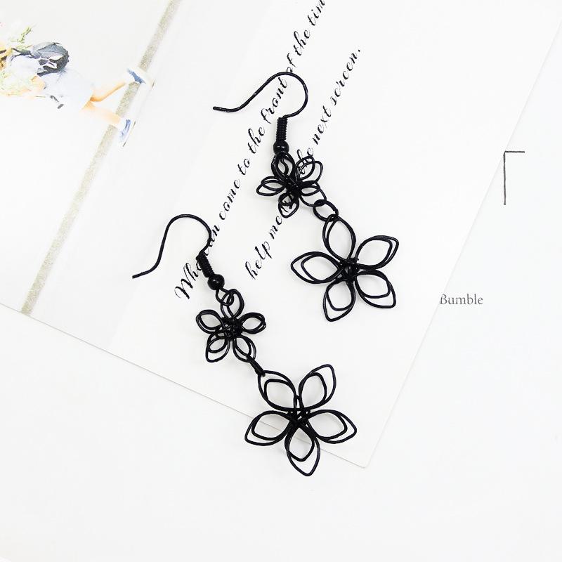 Chic Hollow Flower Double Pendant Earrings with 3D Design