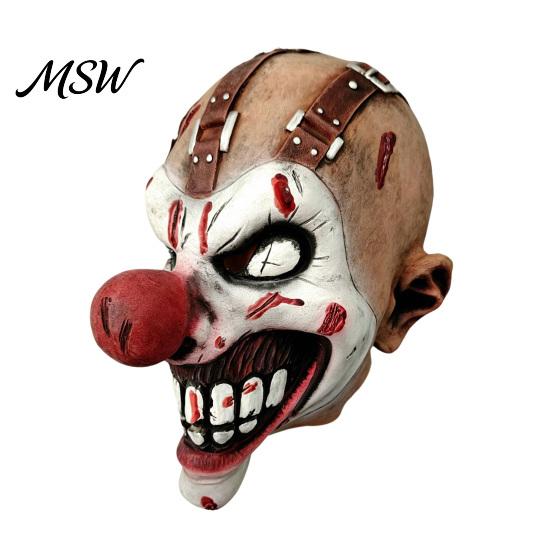 Elastico Confortevole Aderenza Copricapo Maschera da Clown di Halloween, Maschera Horror Spaventosa Realistica in Lattice con Naso Rosso per Casa Infestata Cosplay Feste Costume