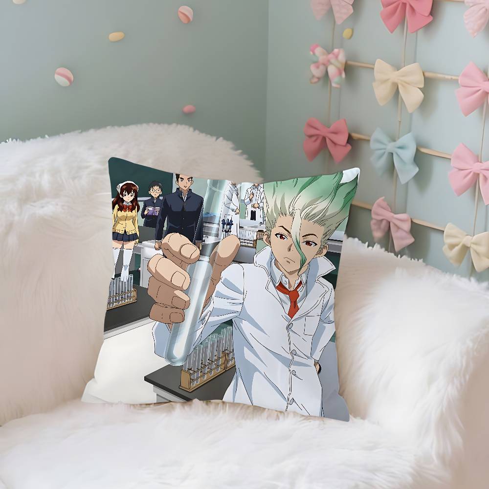Anime D-Dr. Stone Pillow Case Cushion Cover Soft Cute Throw Pillow Case For Car Sofa Pillowcase Polyester With Zipper