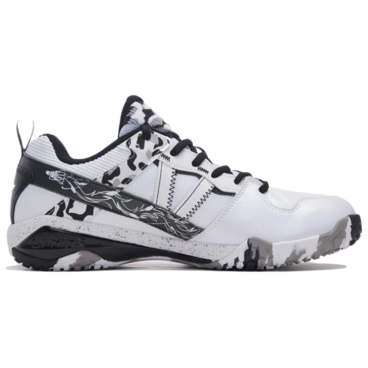 Li-Ning Tênis de Badminton Profissional com Absorção de Choque, Resistente ao Desgaste, Suporte de Rebote, Cano Baixo, Unissex, Branco Preto AYAR015-1