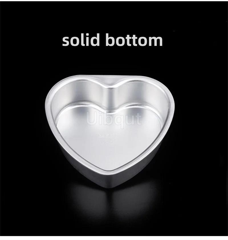 3/4/5/6/7/8/10/11 Inch Heart Shaped Cake Pan mold Solid Bottom Aluminum Alloy Chocolate Cake Pan Silver Tin Baking Mold Mould