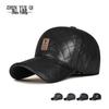 Winter Windproof PU Earmuff Hat: Warm Quilted Leather-Style Baseball Cap for Middle-Aged & Elderly