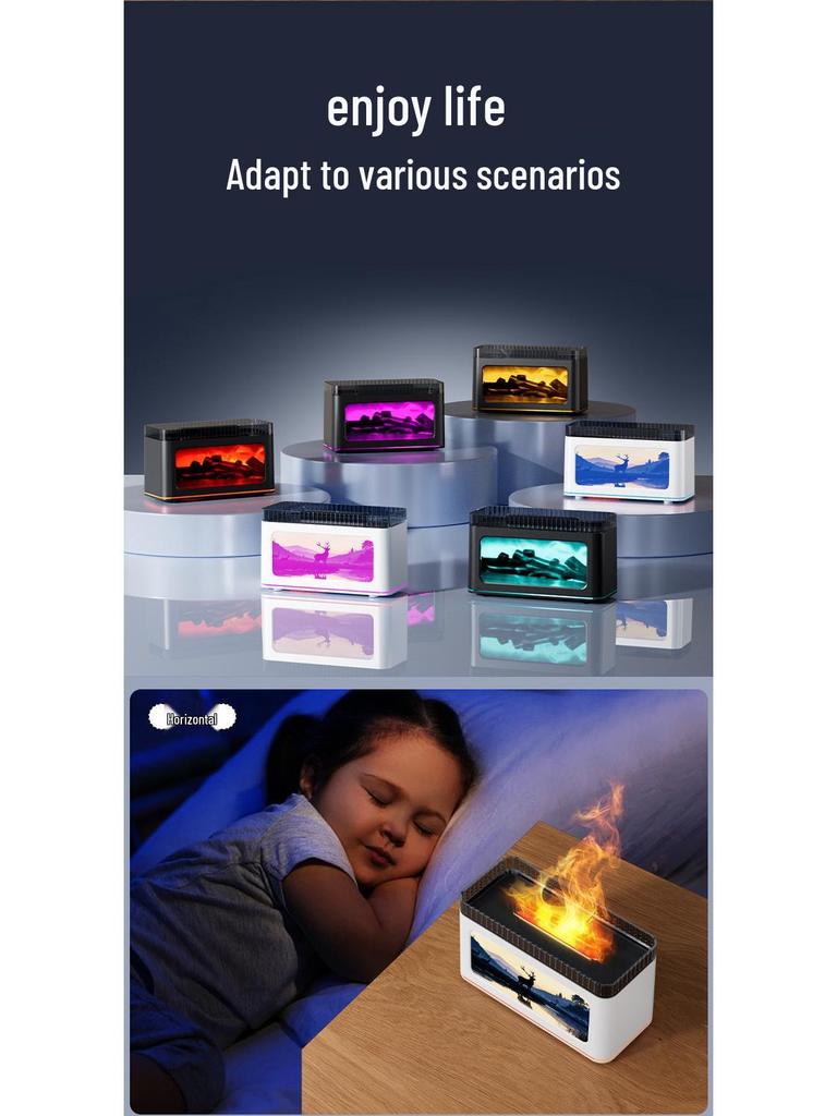 3D Fireplace Aromatherapy Machine: Colorful Flame Essential Oil Diffuser for Home