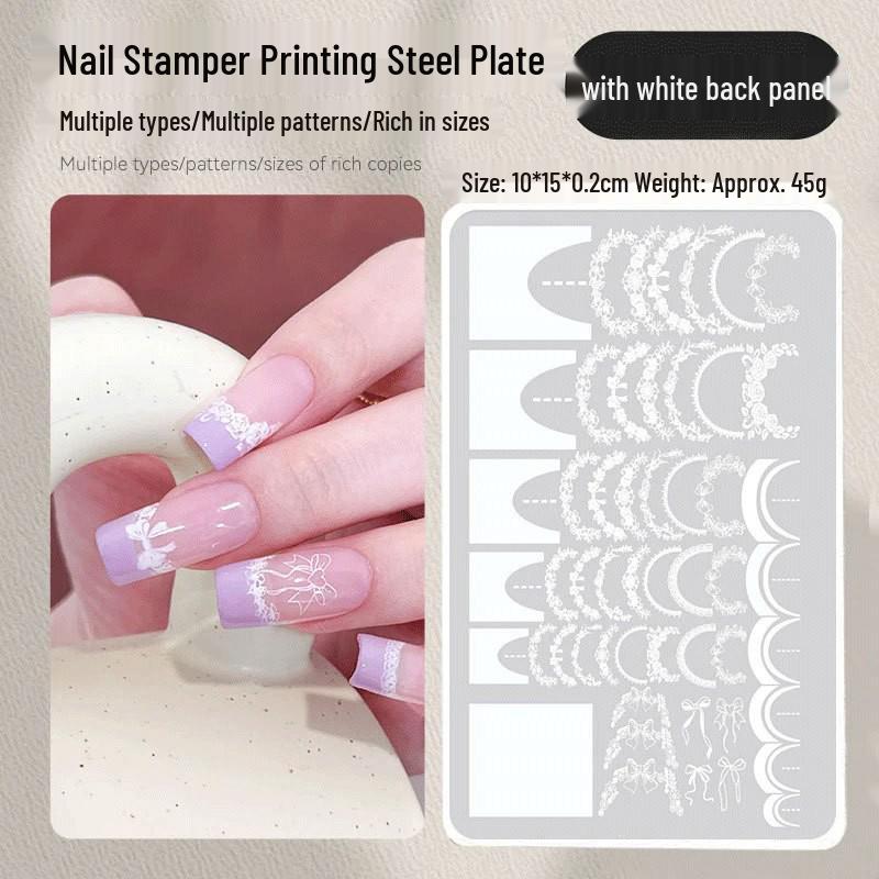 Nail Art Stamping Plates - Star, Polka Dot, Lines, Grid Lace Textures