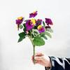 30cm Artificial Pansy Flowers Bouquet UV Resistant Five Fork Silk Fake Flowers Silk Tricolor Violet Artificial Green Plants