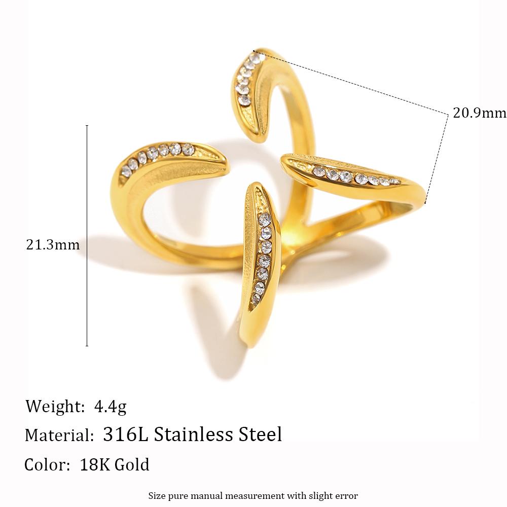 

MamacitaSlay Unique Cool 316L Stainless Steel Zircon Four Claw Open Ring Party Waterproof Jewelry Women s Charm Ring 2026 Gift resizable