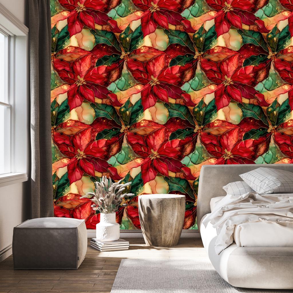 Ink Wallpaper Red, Burgundy and Orange for Living Room and Bedroom 50x1000