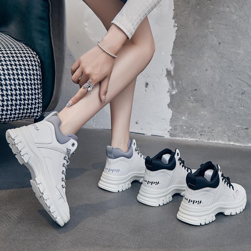 Short boots women's spring and autumn velvet Martin boots women's single boots casual sports shoes high-top little white women's shoes tide