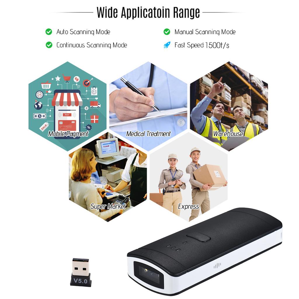 P2000 Portable Mini Wireless USB Wired 1D 2D Image Barcode Scanner QR PDF417 Bar Code Reader 130,000 Inventory Memory