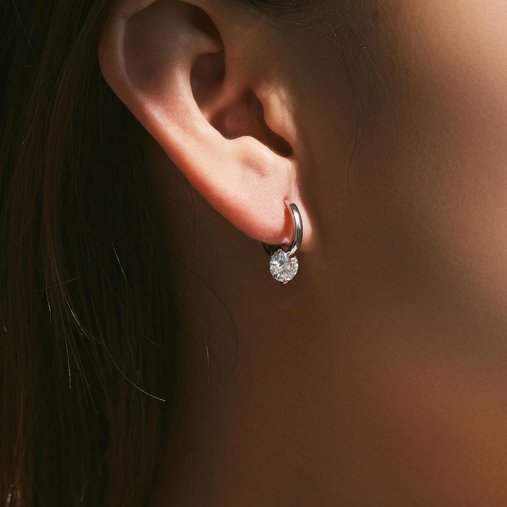 1.0CT D Color Moissanite Hoop Earrings 925 Sterling Silver Luxury Buckle Earrings For Women Wedding Fine Jewelry Gifts