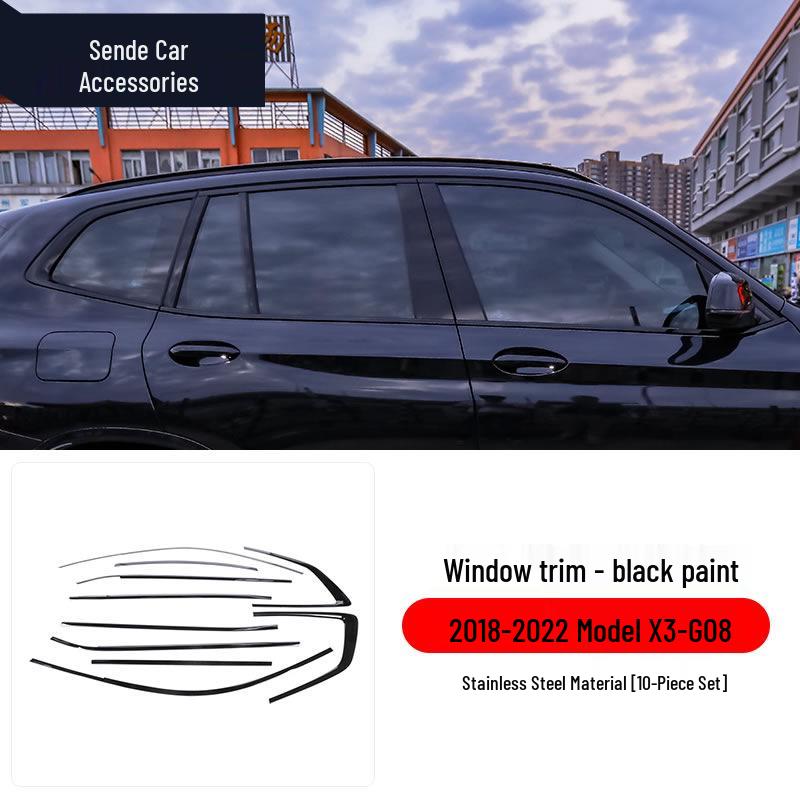 Black Window Trim & Door Frame Strip for BMW 3, 5 Series, X3, X5, X6 - Decorative Black Warrior Edition.