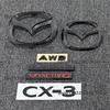 AAEU1 For CX-3 MX-30 Front Grille Emblem Rear Trunk Badge Glossy Black ABS Logo Car Exterior Sticker Decal Accessories