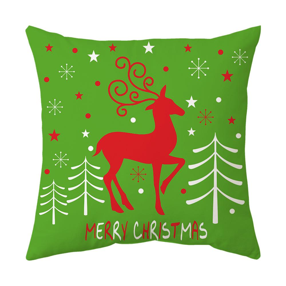 Christmas Pillow Case Decorative Cushion Pillow Cross-border Sofa Print Elk Cushion Holiday Gift Can Be Customized