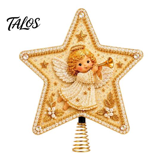 Unique Christmas Tree Accessories DIY Topper Star Kit with Faux Pearl & Rhinestone Materials, Santa Snowman Reindeer Festive Home Ornament Making