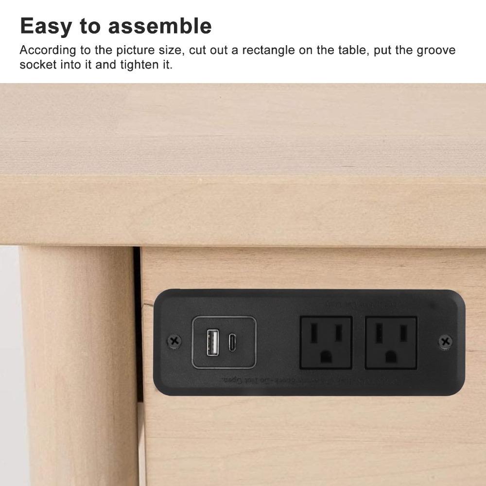Built-In Desk Power Socket USB-C Table Power Strip Multiple Outlets Recessed Power Strip Home