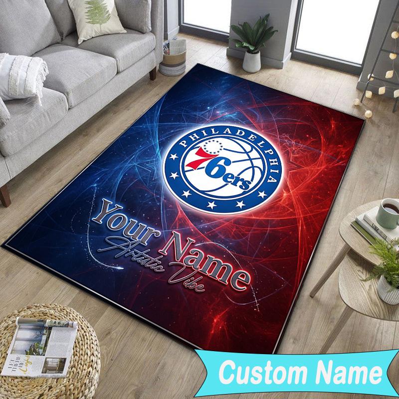 Custom NamePhiladelphia Basketball Team Carpet, Indoor Rug, Chair Rug, Living Rooms, Doormat Made From Polyester Home Decor Birthday Christmas Gifts