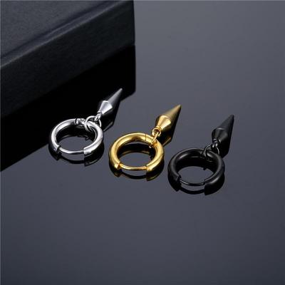 Obručové náušnice z nehrdzavejúcej ocele Spike pre ženy Pánske Black Party Drop Earring Náušnice