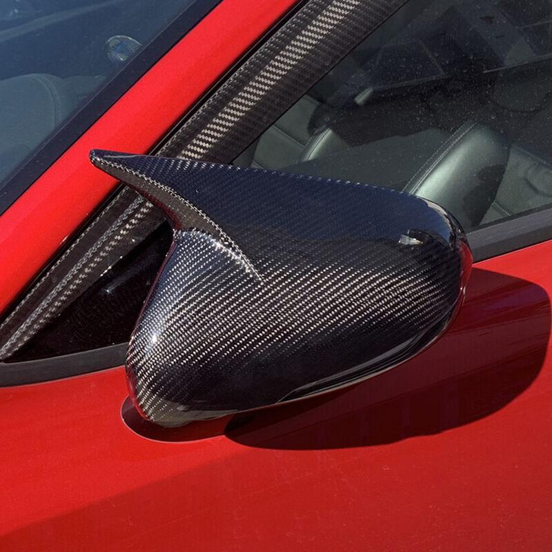 1 Pair Black Carbon Fiber Style OX Horn Side Rearview Mirror Cover Trim Fit for Kia Stinger 2018      New