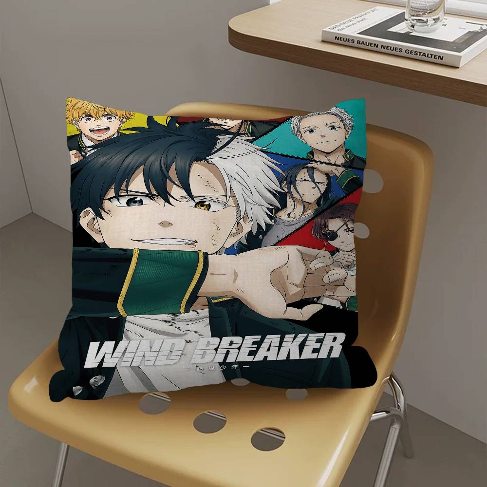 Anime Wind Breaker Decorative Room Aesthetics Pillow Case Home Decor Bedroom Sofa Bed Couch Pillow Cover 45x45