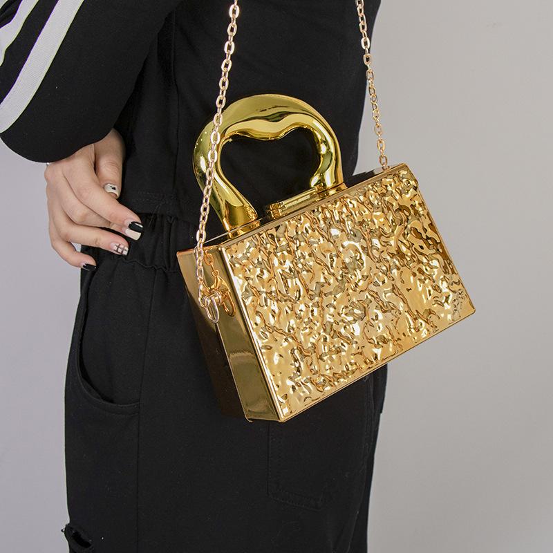 Women bags acrylic bags 2025 new European and American fashion ice crack texture women's messenger box bag