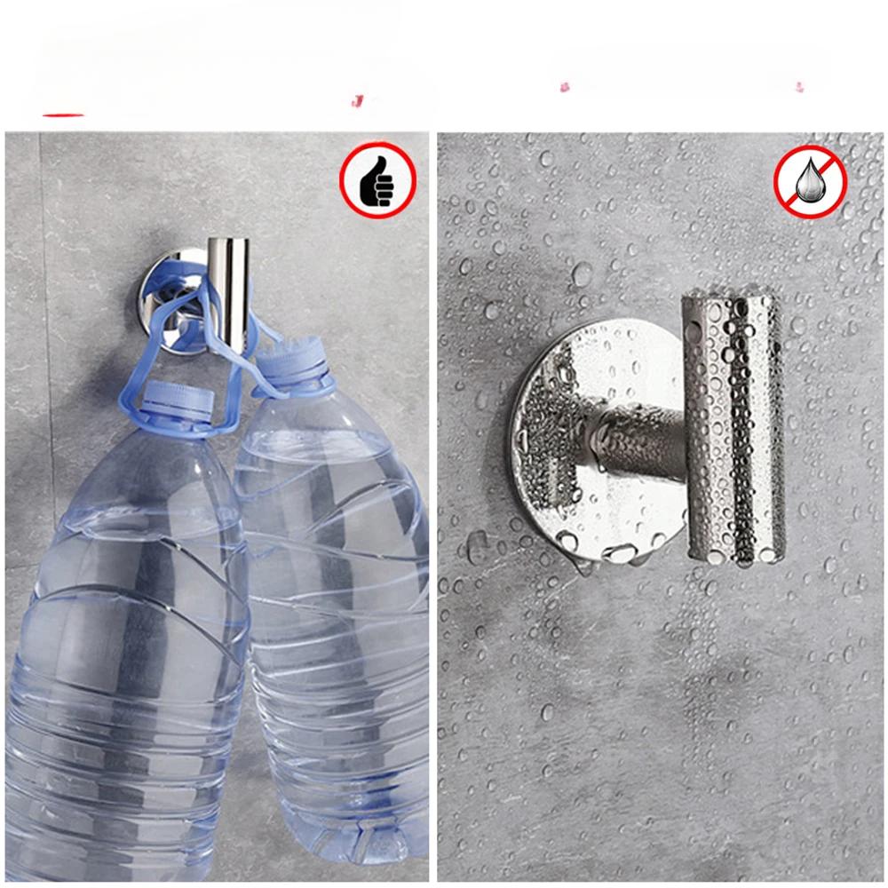 1PCS Adhesive Wall Hook Stainless Steel Robe Sticker Hooks Towel Coat Key Pants Hangers Bathroom Kitchen Storage Accessories