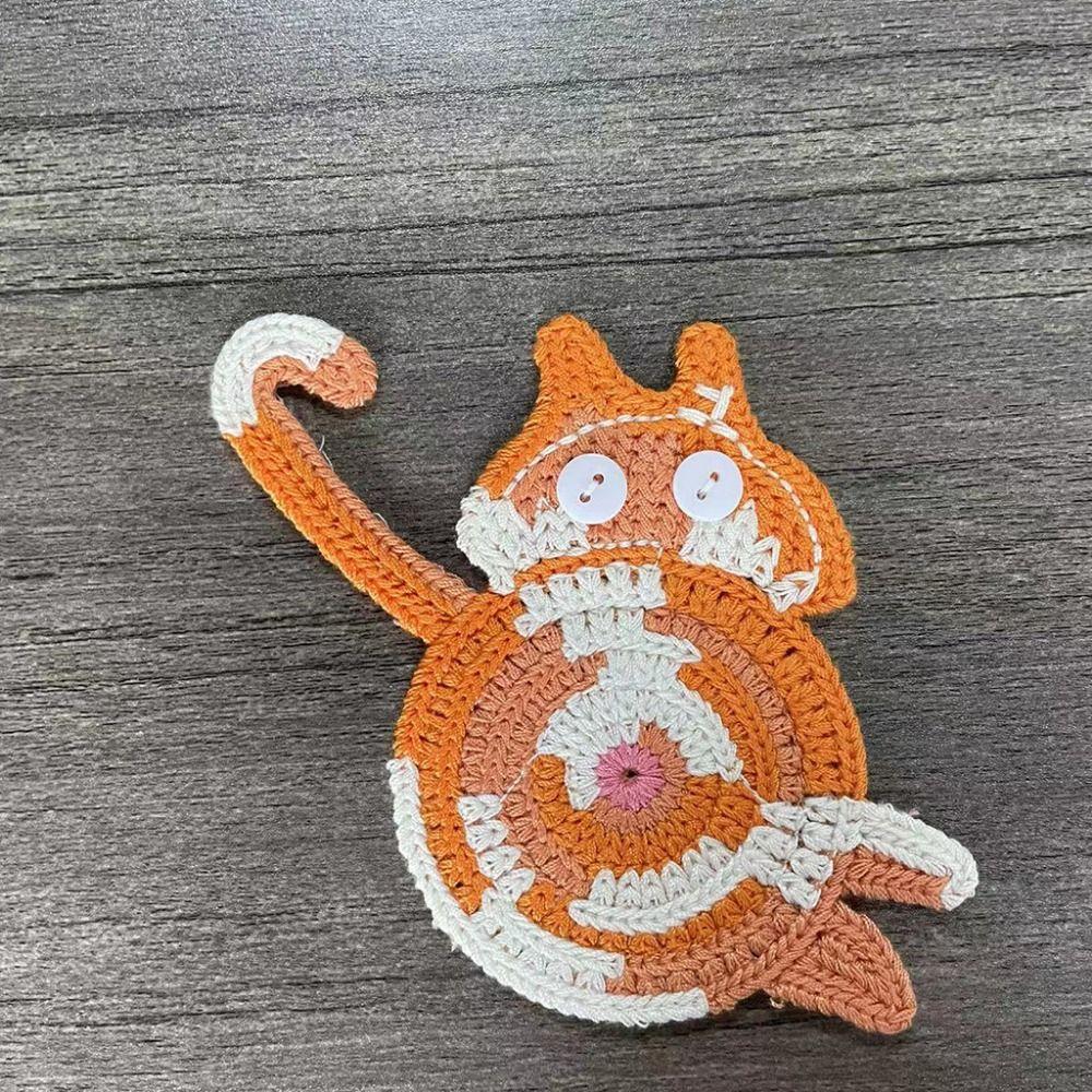 Cute Cat Butt Coasters Knitted Non-Slip Crochet Drink Mat Heat-Resistant Easy To Clean Cute Cat Coasters Table Protection