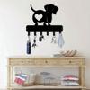 Metal Dachshund Key Holder Heart Shaped Wall Hook for Home Office Black