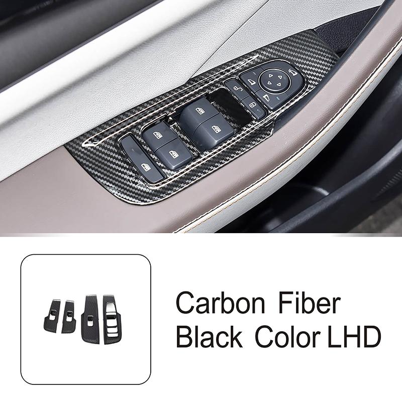 Window Glass Lifting Buttons Panel Decoration Cover Trim For BYD Qin PLUS LHD Carbon Fiber Color Interior Accessories