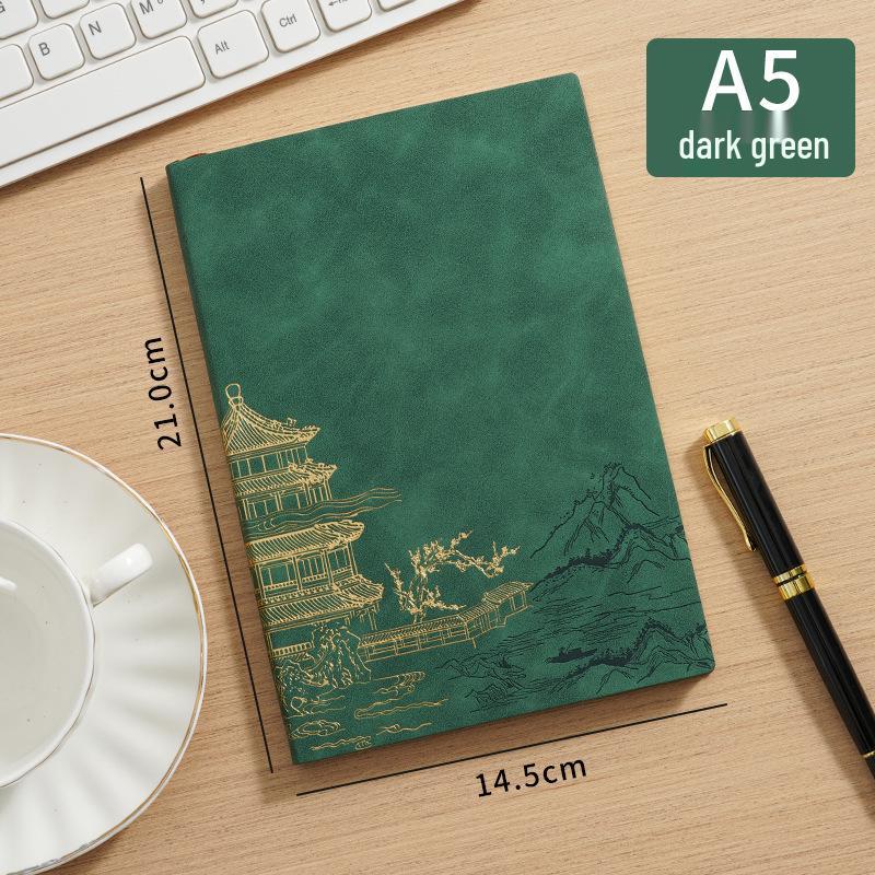 A5 Suede Leather Business Notebook, Custom Chinese-Style Diary with Logo Printing Options