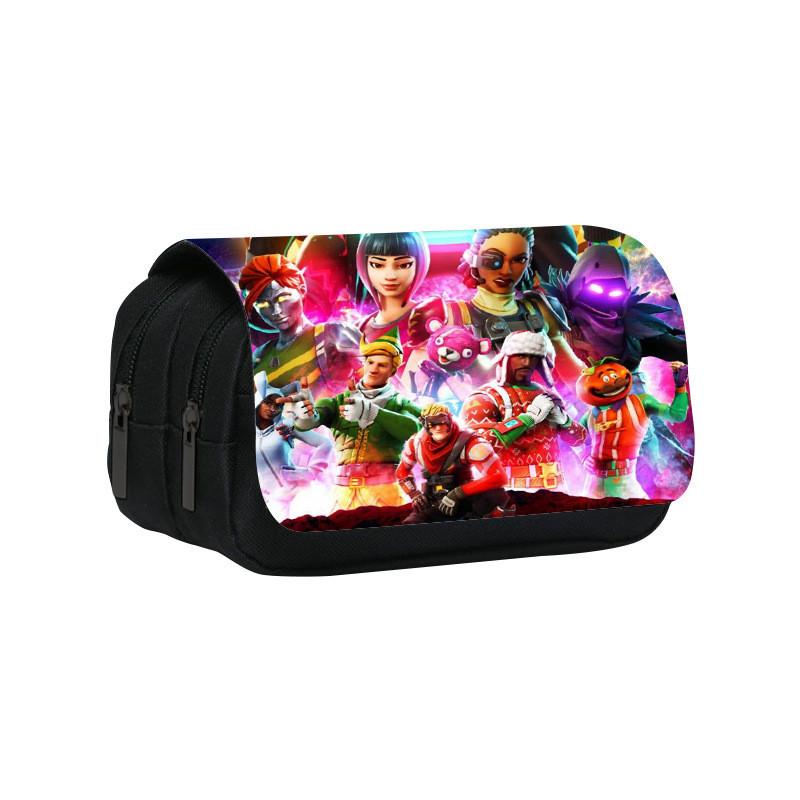 Fortnite Pencil Case Double Layer Kids Storage Bag With Nylon Material For School Supplies