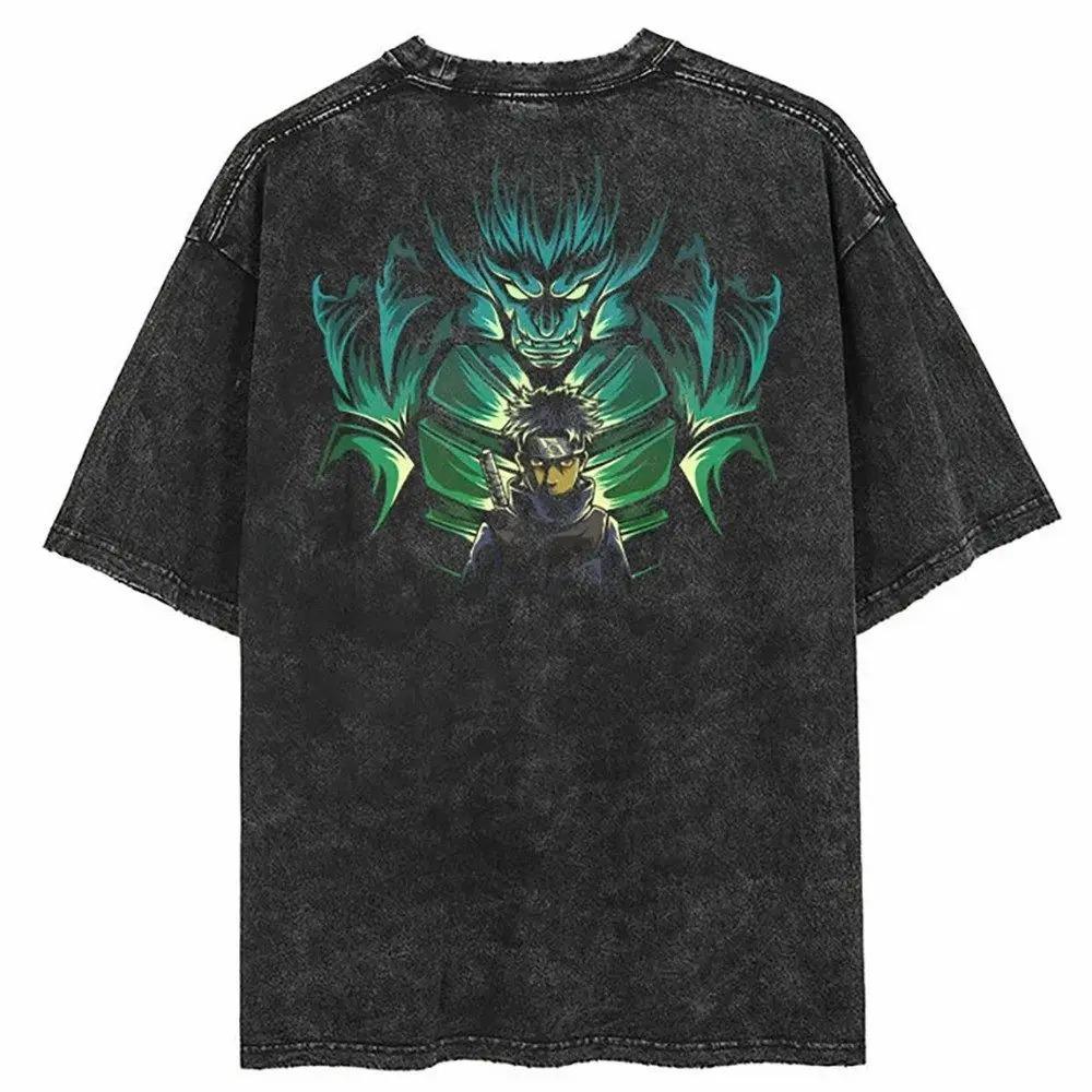 Camiseta Harukas Streetwear Lavada de Naruto Anime para Hombre 2026 - Algodón Puro - Manga Corta de Verano - Diseño Retro Vintage