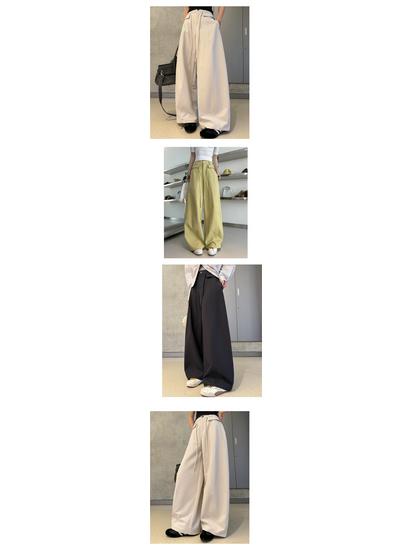 Spring 2026 High-Waist Lace-Up Straight Wide-Leg Trousers for Women