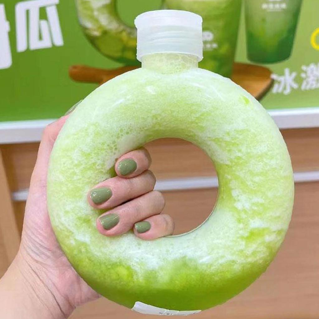 Sticlă de Apă Drăguță cu Gogoașă pentru Copii, 500ML, Etanșă, Pahar de Călătorie cu Inel de Mâner, Anti-Cădere, Sticlă Transparentă pentru Băut