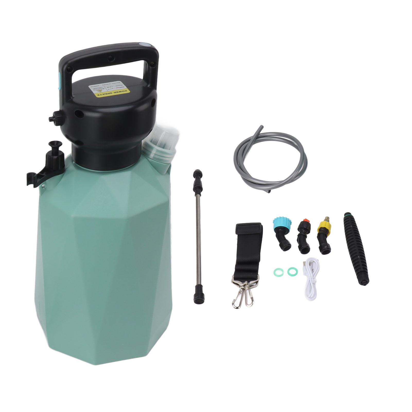 

Электрический распылитель с 3 насадками, 2400 мАч, 3,7 В, 5 л, аккумуляторный распылитель для удобрения сада зелёный