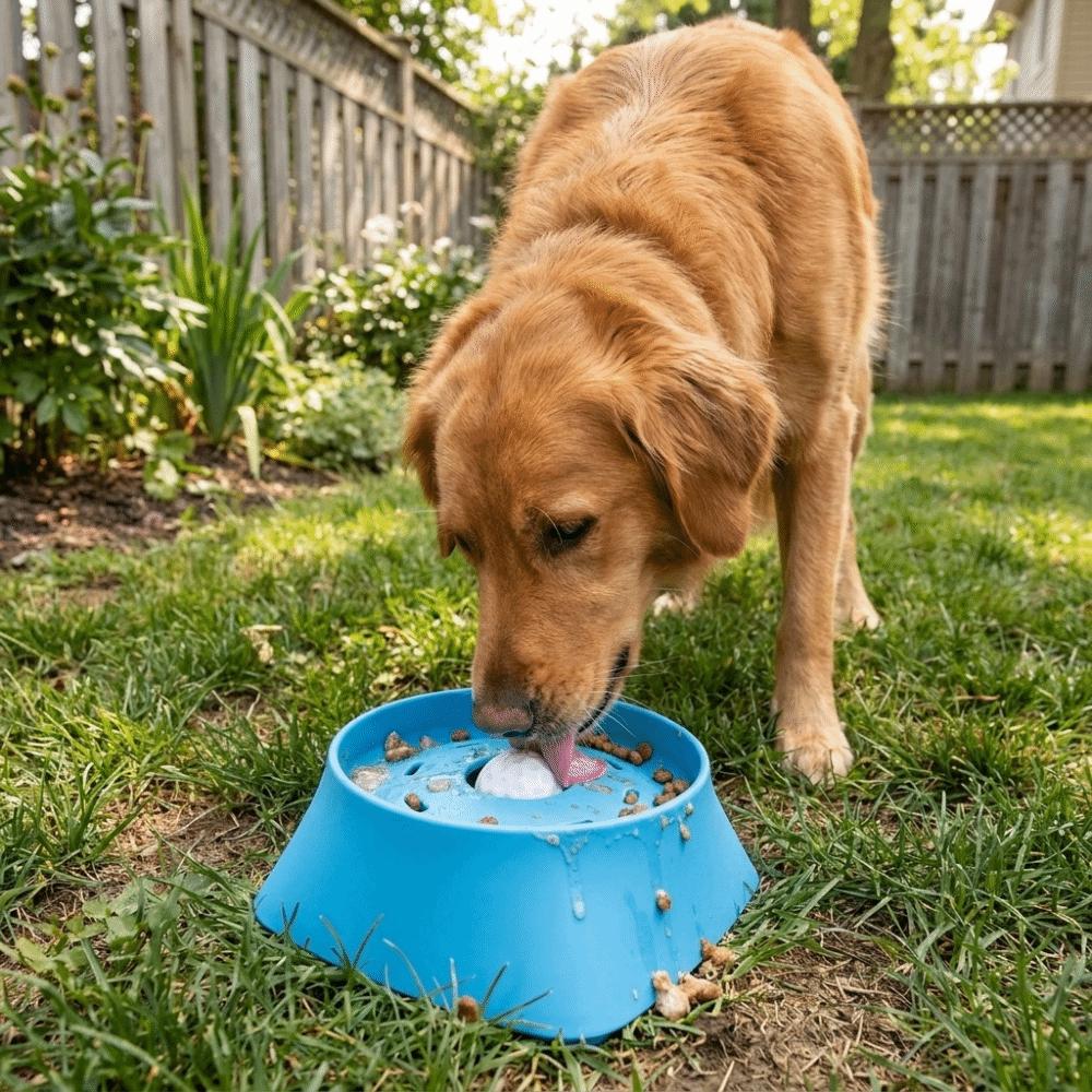 Non-Slip Dog Liquid Lick Bowl Large Capacity Anti-Spill Slow Feeder Dog Bowl Anti-Choking Rolling Ball Dog Licking Toy Ice Cream
