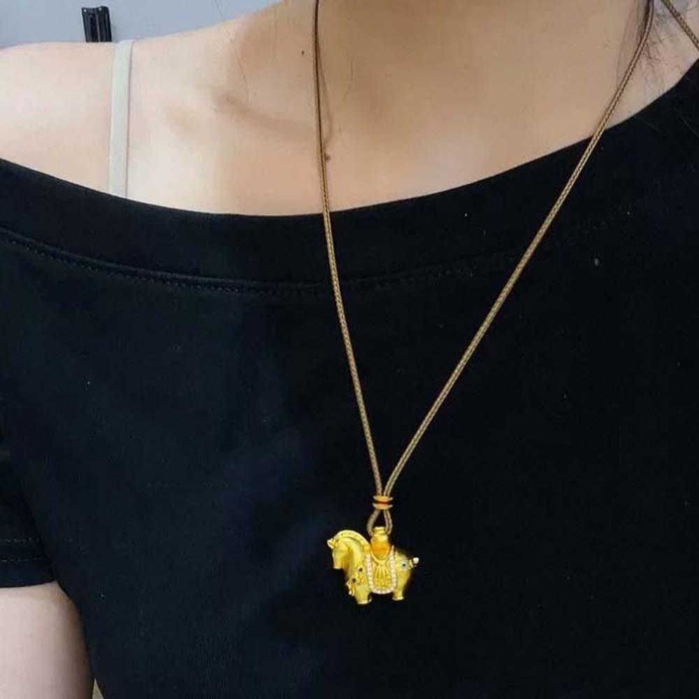 Orichalum Plating Zodiac Horse Necklace Luxury Golden Horse Pendant Wedding Gifts