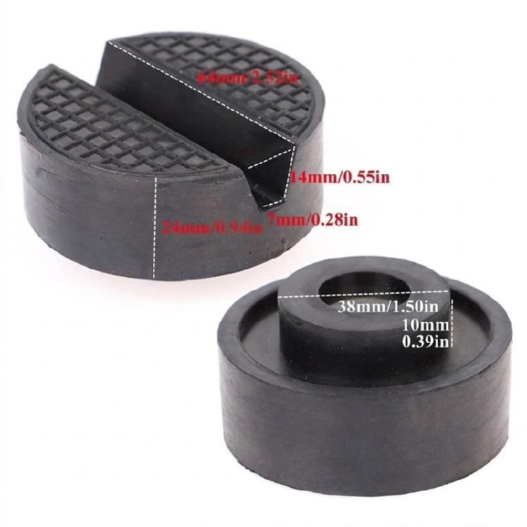 Vehicle Lift Point Support Insert Pair, Two Piece Rubber Cushion Contact Set with Center Channel and Routine Garage Service Utility