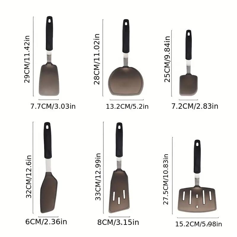 6Pcs Spatulas Silicone Slotted Turners for Cooking Baking Fish Spatula Multi Purpose Silicone Kitchen Spatula