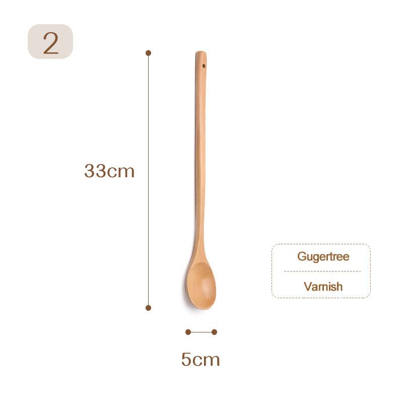 Long Handle Wooden Spoon Soup Ladle Wood Kitchen Tools Luxury Tableware Long Tea Spoons Japanese Style Accessories