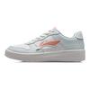 Li Ning Sports Lifestyle Series Leather Durable Breathable Low-Top Skate Shoes Women Sneaker White Blue Orange AGCQ578-6