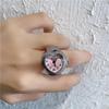 Cool Vintage Clock Heart Shape Punk Roman Quartz Watch Adjustable Mini Elastic Strap Finger Watch Rings Jewelry